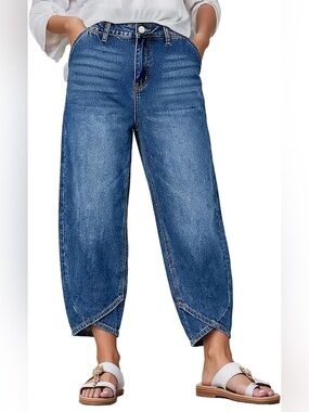 Flamingals Barrel Leg Cropped High Rise Straight Leg Jeans 3xl ps5-8